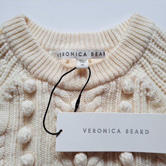 NEW Veronica Beard 100% Wool Ivory Hamilton Popcorn Sweater Size XS - Picture 11 of 16